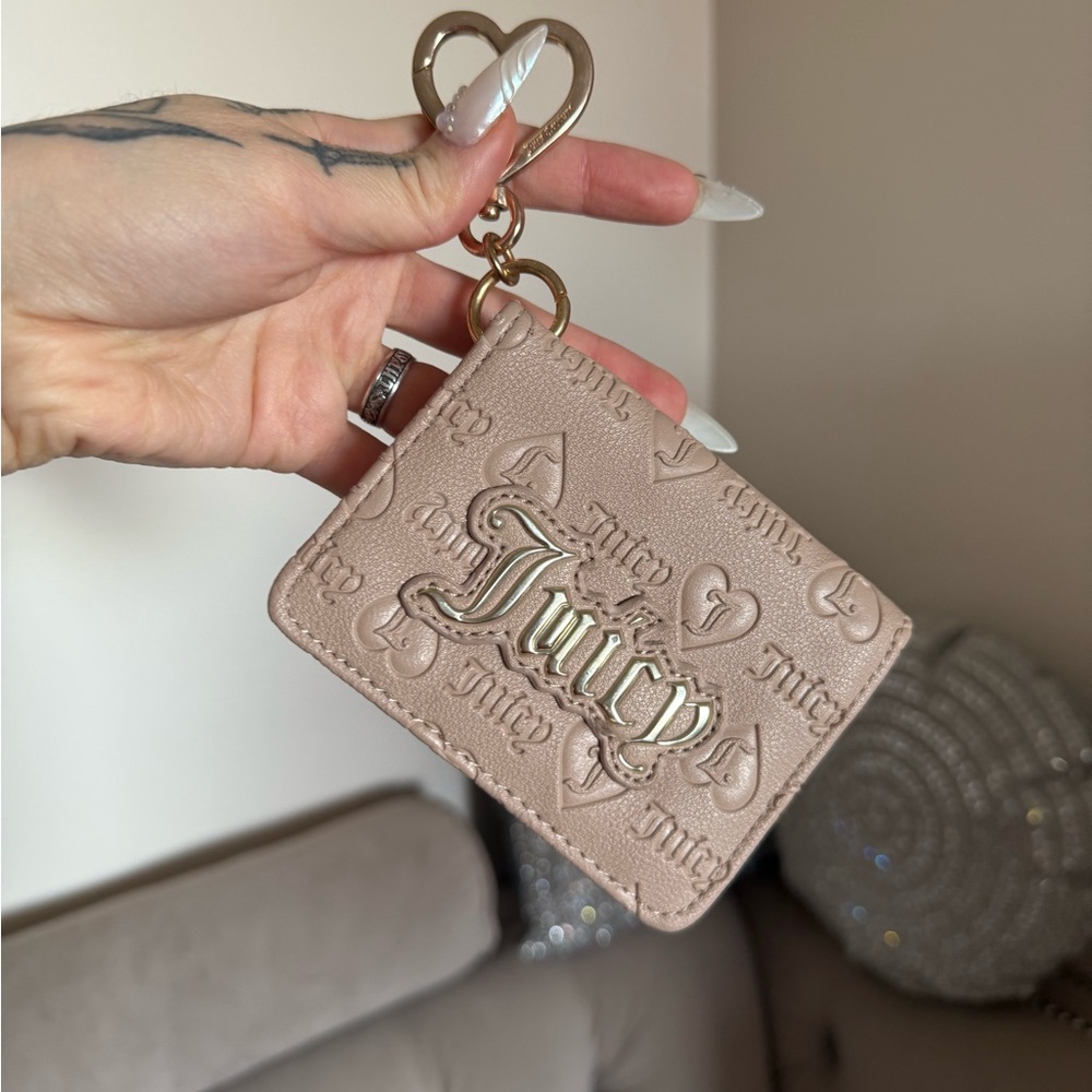 Juicy Couture Blush Card Holder with Heart Keychain